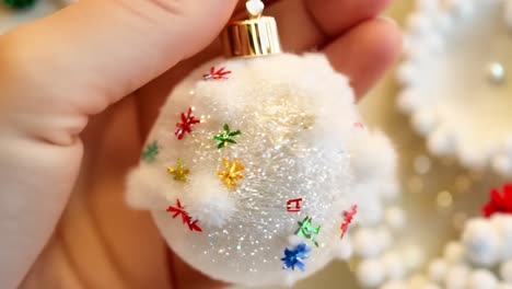 white christmas ornament with glitter and stars