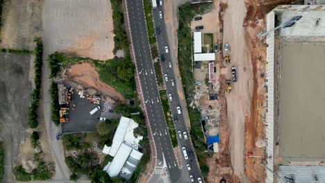 The-new-construction-of-the-sports-stadium-Northern-City-of-Rehovot--Israel--from-a-birds-eye-view--drone-4k-video