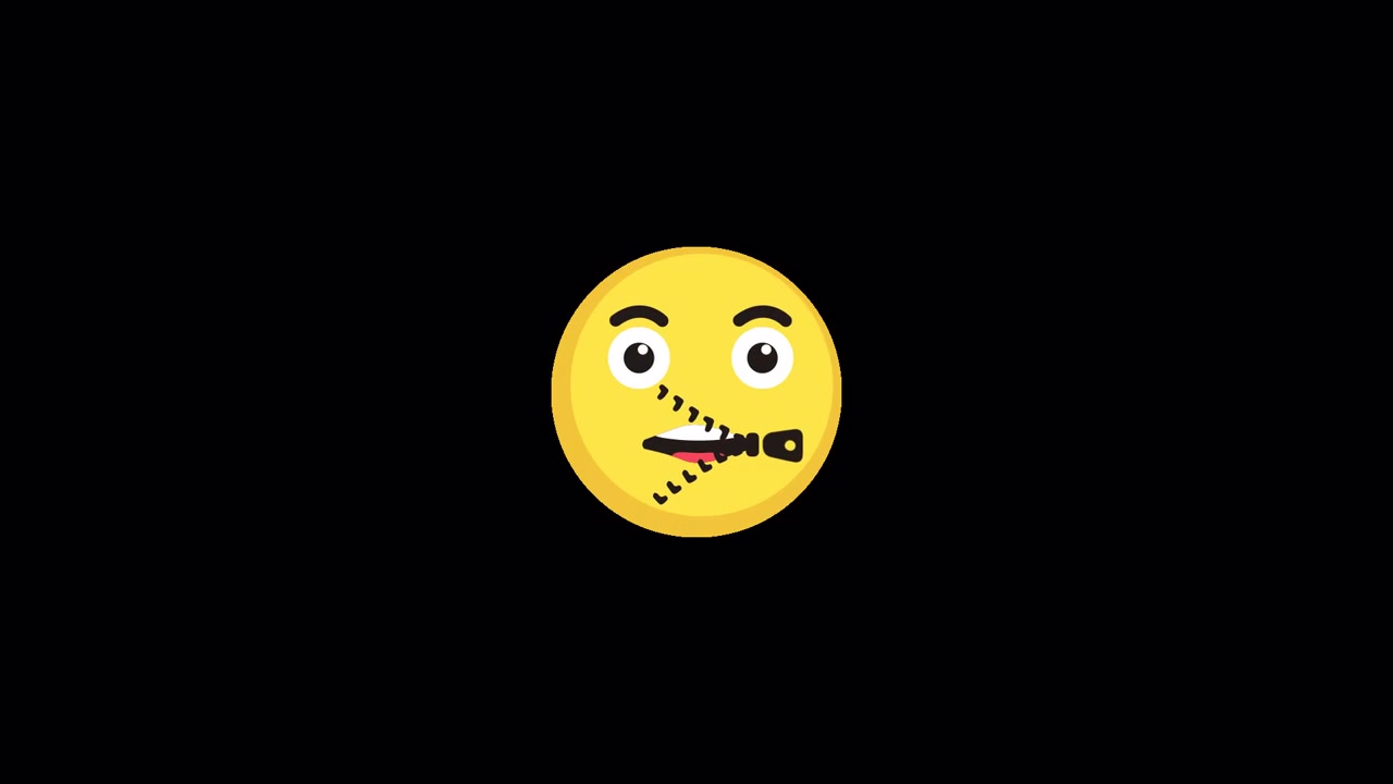 Animated Yellow Emoji Face with Zippered Mouth