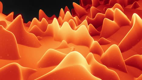 beautiful abstract 3d surface with glitter sparkles, abstract 3d waves run on surface in loop. red orange gradient, soft matte material with light inner glow. smoothly 4k animation