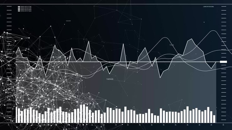 Data and report statistics, animation with graph diagrams.