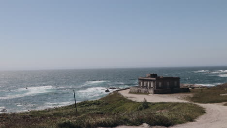 view over galician coast onto ocean in baiona spain