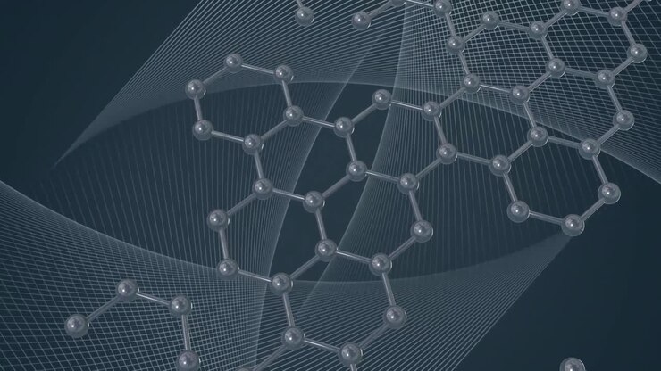 Animation of micro of molecules models over grey background
