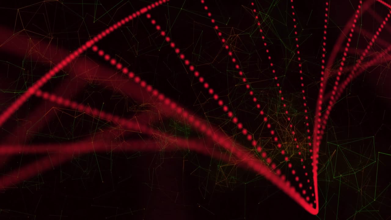animación de una cadena de adn flotando sobre redes de conexiones
