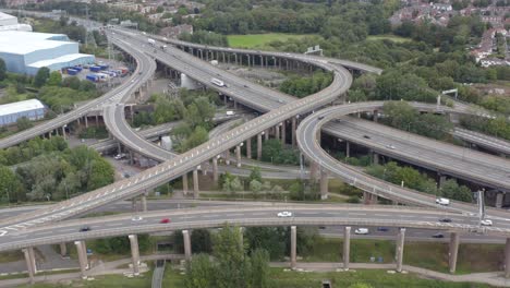 drone shot pulling away from spaghetti junction