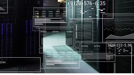 animation of data processing over server room