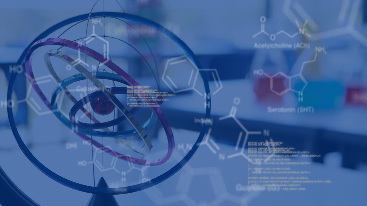 실험실에서 실험실 장비를 통해 데이터 처리의 애니메이션