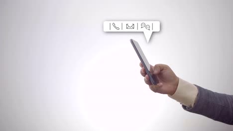 concepto de comunicación persona que usa un teléfono inteligente para comunicarse