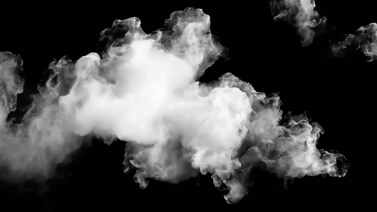 Fluffy white cloud animated overlay, transparent 4K video, alpha channel, ProRes 4444