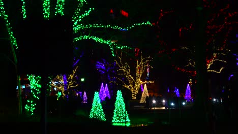 Handaufnahme-Der-Niagarafälle,-Kanada-Bei-Nacht,-Winterfest-Der-Lichterbäume