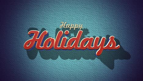 festive red and blue happy holidays text on denim background