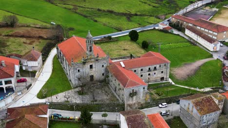 drone-captured santa maria monastery, ribeira sacra, spain