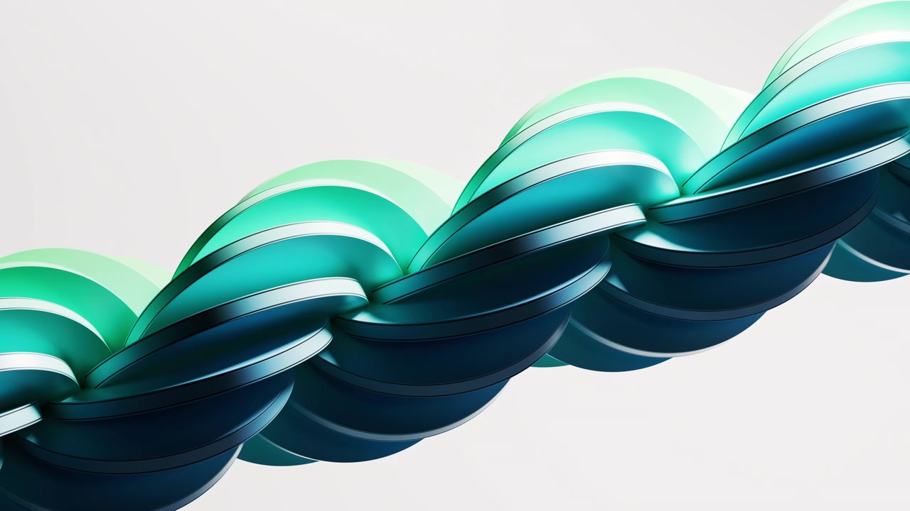 Linea di corda dritta con forme rotonde, rendering 3D