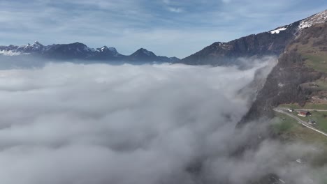 misty walensee alpine vista from amden
