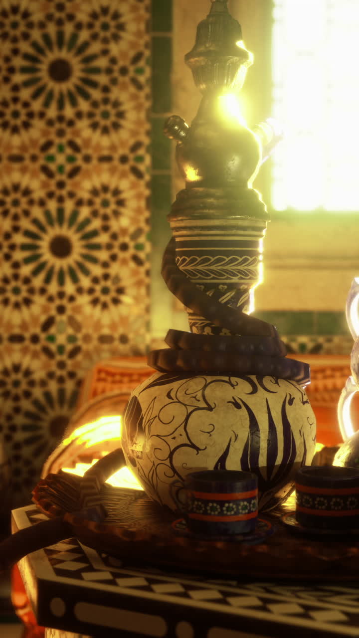 Decorative tea set displayed in a warm inviting interior setting