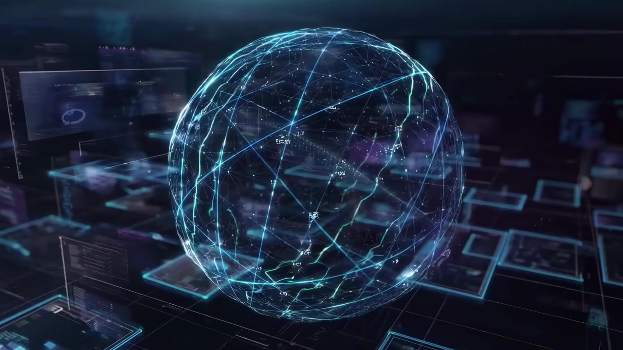 Futuristic Digital Data Visualization and Analytics Interface