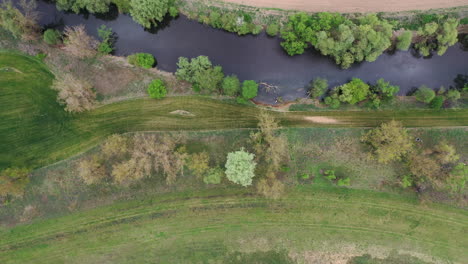 top view agriculture land  in hungary summer