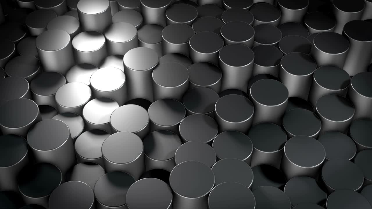 Abstract cylindrical geometric metal surfaces in virtual space