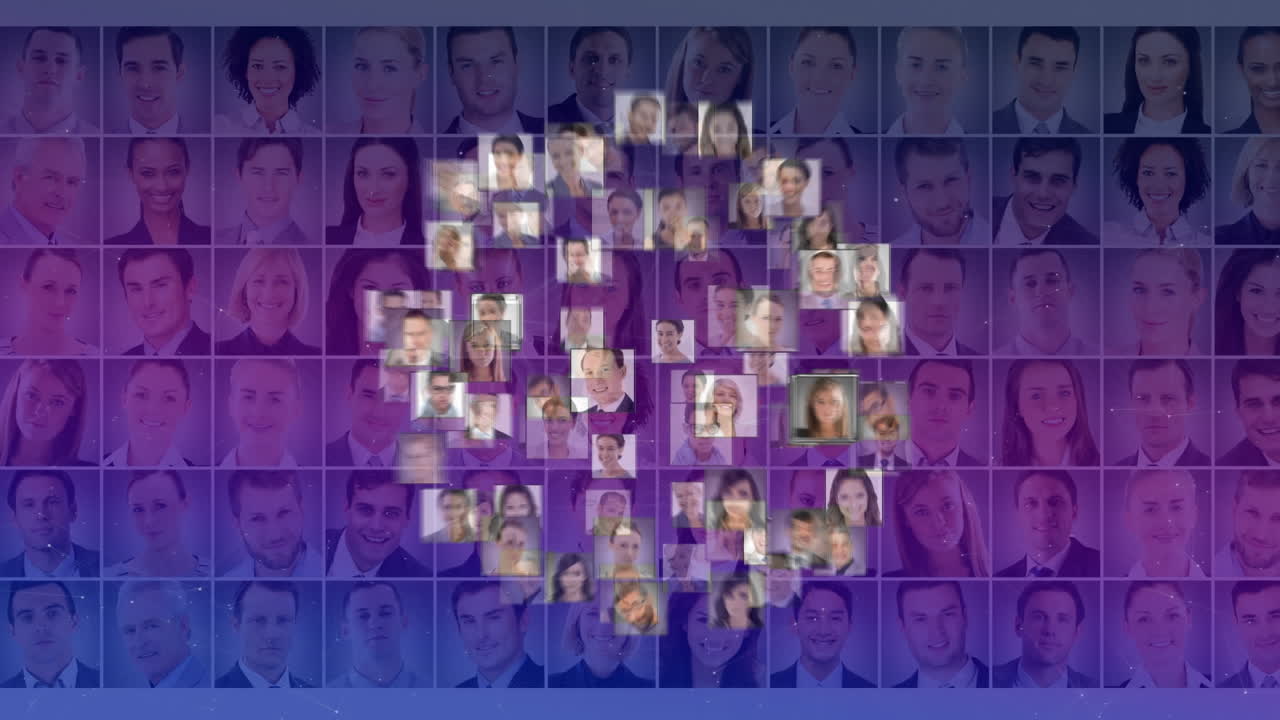 анимация глобуса связей с сетью фотографий бизнесменов