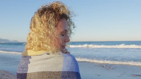 young woman relaxing by the sea 4k