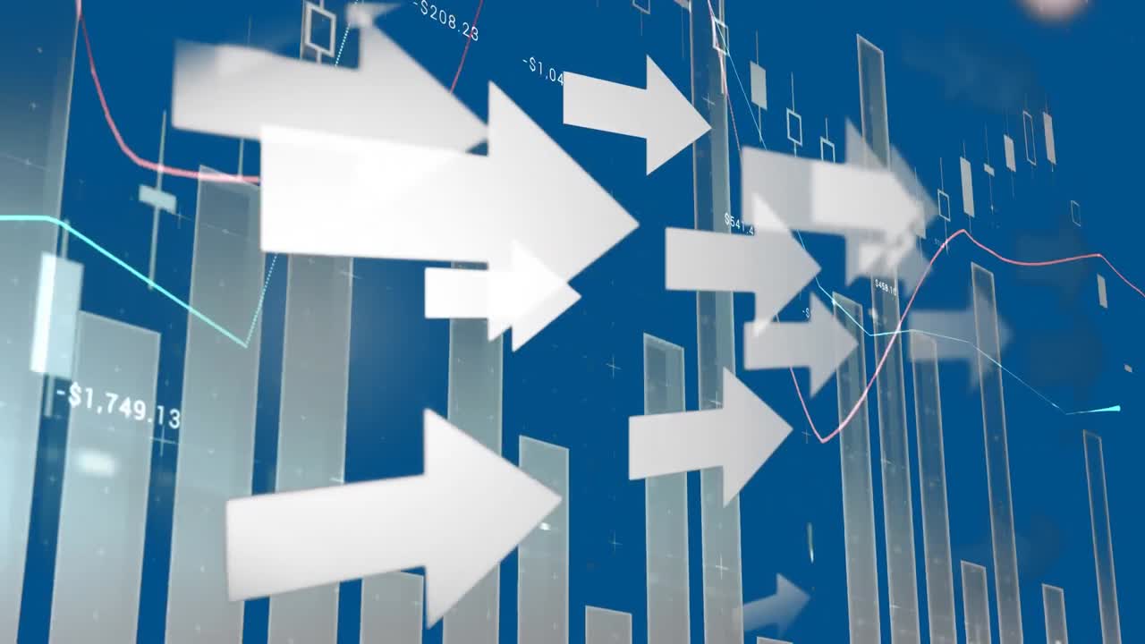 그래프와 통계를 따라 움직이는  ⁇  화살표