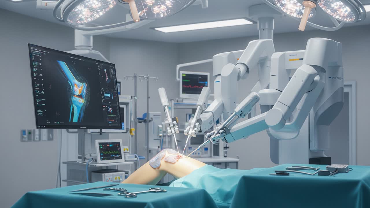 Advanced Robotic Surgery: A Detailed Look at a Precise Knee Operation with State-of-the-Art Technology and Surgical Techniques in a Modern Operating Room