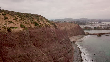 aerial footage along the stunning red cliffs at dana point in san jan capistrano, orange county, california