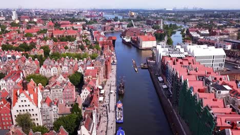 Toma-Aérea-Del-Casco-Antiguo-De-Gdansk