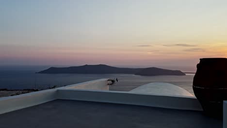 Santorini Sunset View with Traditional Clay Pot