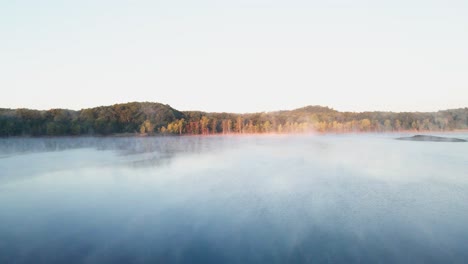 Sun-splashed-shoreline-on-a-man-made-lake