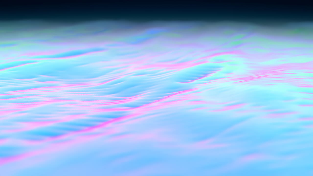 Superficie ondulata astratta e vibrante con tonalità blu e rosa
