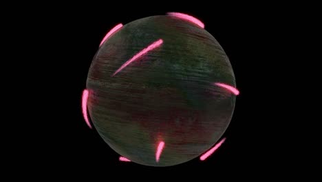 bola futurista con canal alfa. partículas de neón moviéndose alrededor de la esfera. patrón sin costuras.