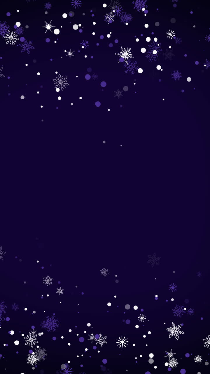 Fall white snowflake frame on dark night blue background. Loop ...