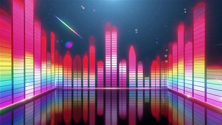 Futuristic Rainbow Neon Music Equalizer Visualizer Background