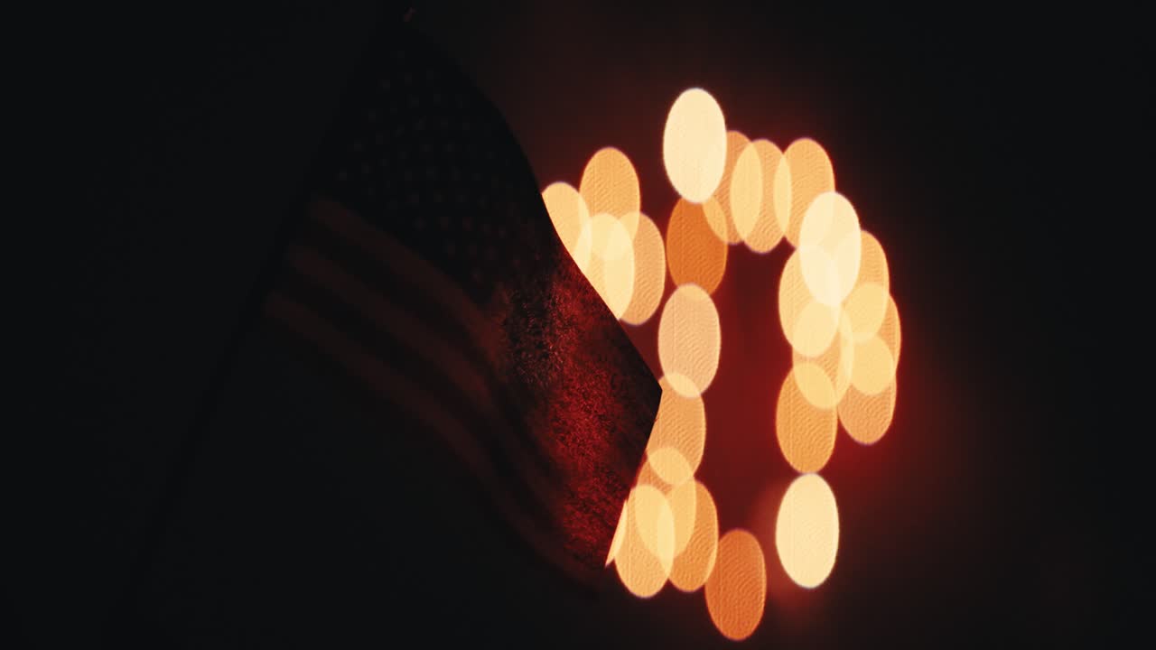 American Flag with Bokeh Lights