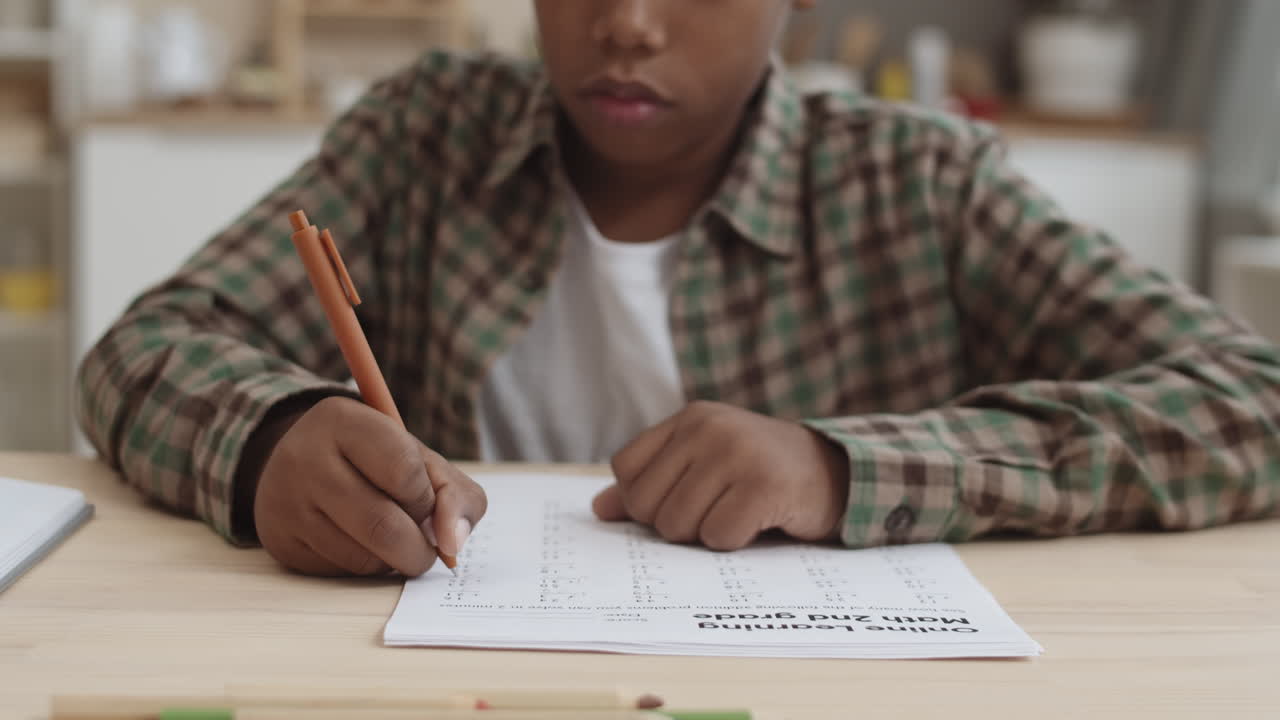 Child Doing Math Homework