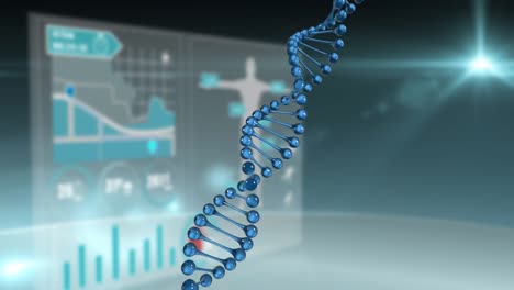 dna structure spinning against medical interface