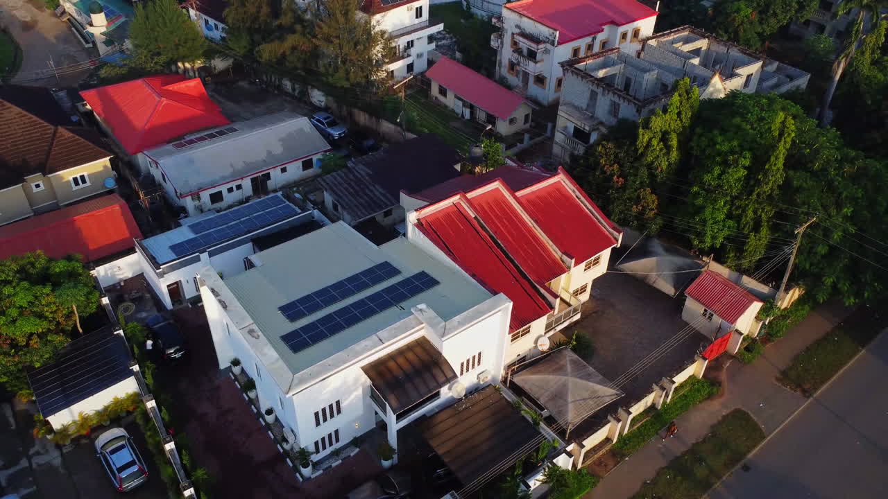 High angle view of a beautiful house in a wealthy suburban neighborhood on a sunny day in Nigeria, Africa