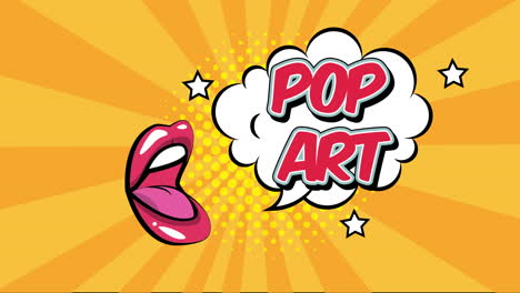 expression speech bubble with mouth pop art style