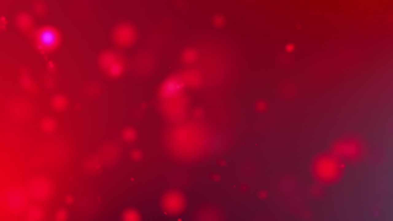 Raggi di luce rossa 4K, Bokeh che fluttua su uno sfondo sfumato rosso scuro colorato in movimento. Animazione 3D in loop di particelle dinamiche che si muovono nell'aria con video bokeh