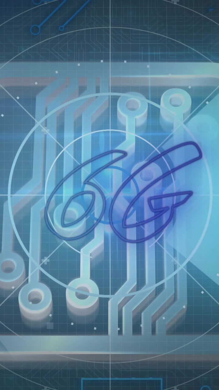 Animation of 6g text, scope scanning over circuit board of computer server
