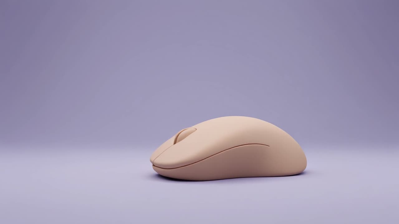 Modern Beige Wireless Mouse on Purple Background