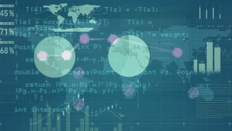 Animation-Von-Diagrammen-Und-Datenverarbeitung-über-Der-Weltkarte