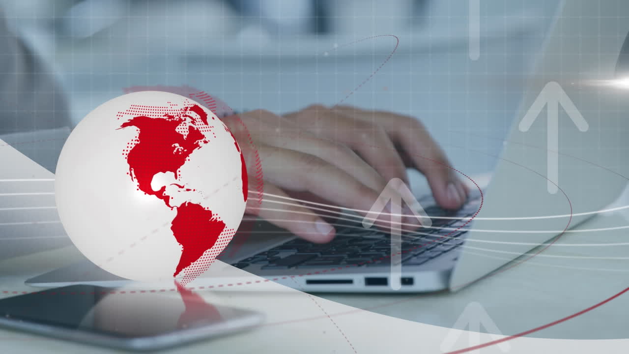 animación del globo sobre el hombre usando tableta