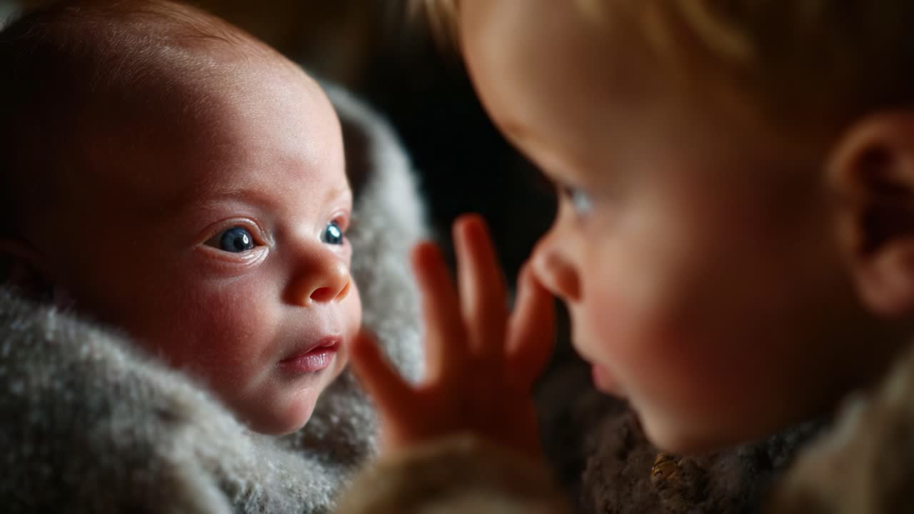 Moment of Connection: A Tender Exchange between Two Young Children Captured in Soft Light, Illustrating Innocence, Curiosity, and the Bond of Childhood in a Heartwarming Scene