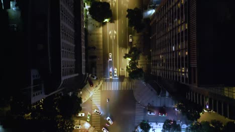 aerial nighttime architecture, aerial night view of empty city streets