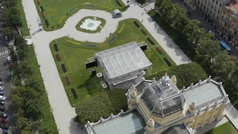 king tomislav square in zagreb, croatia - aerial drone shot