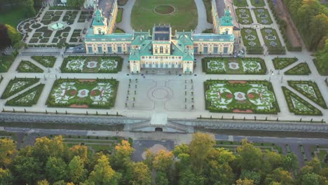 aerial view of the royal palace in warsaw