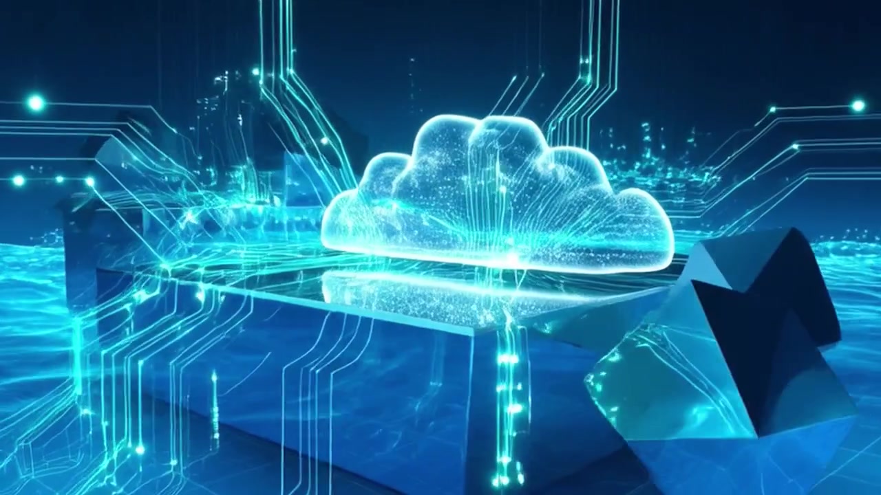 Digital Cloud Computing Concept with Glowing Data Network