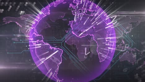 animación del globo y las letras sobre el mapa del mundo sobre fondo negro